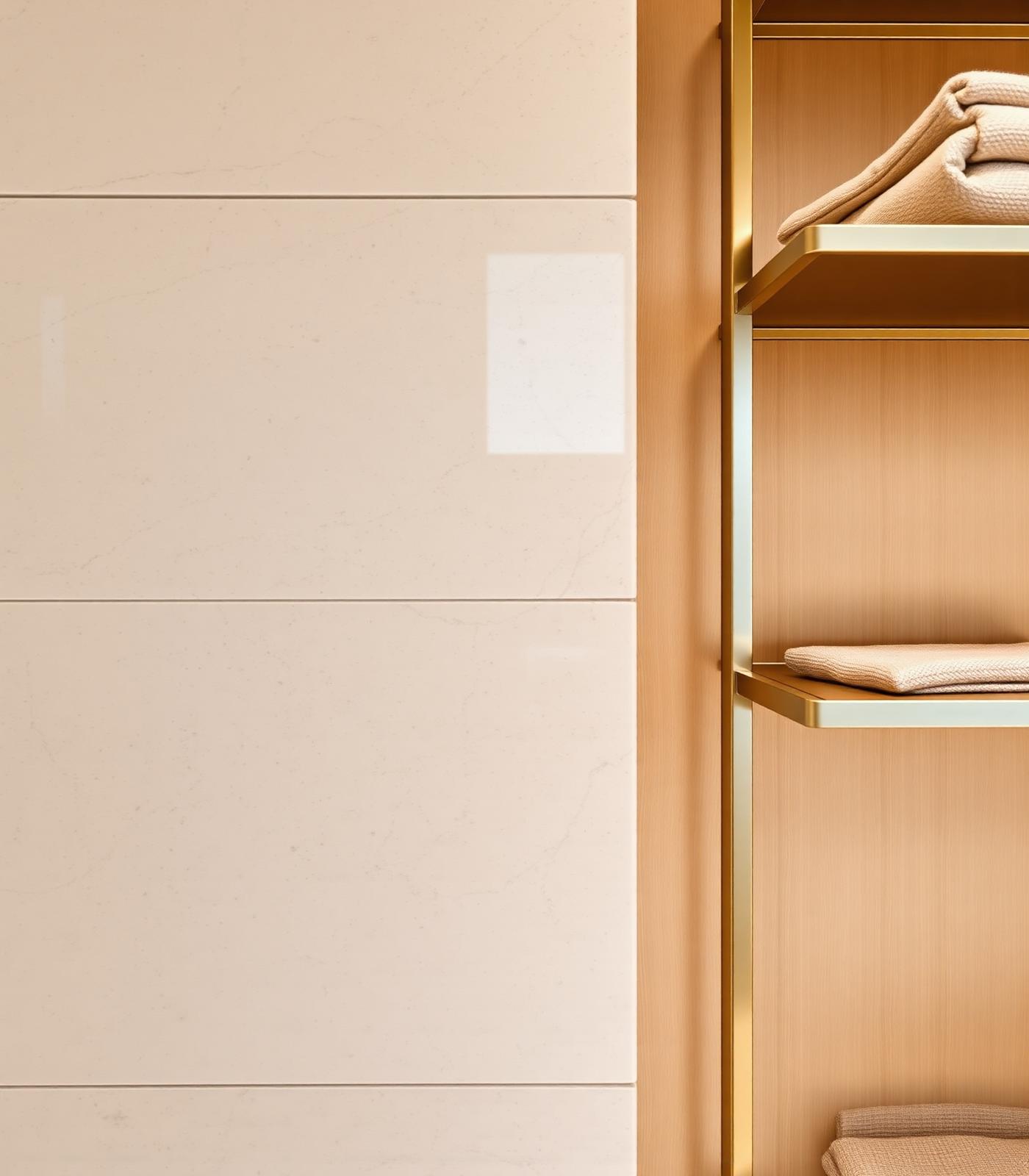 Detail of stone and bronze in a luxury retail interior